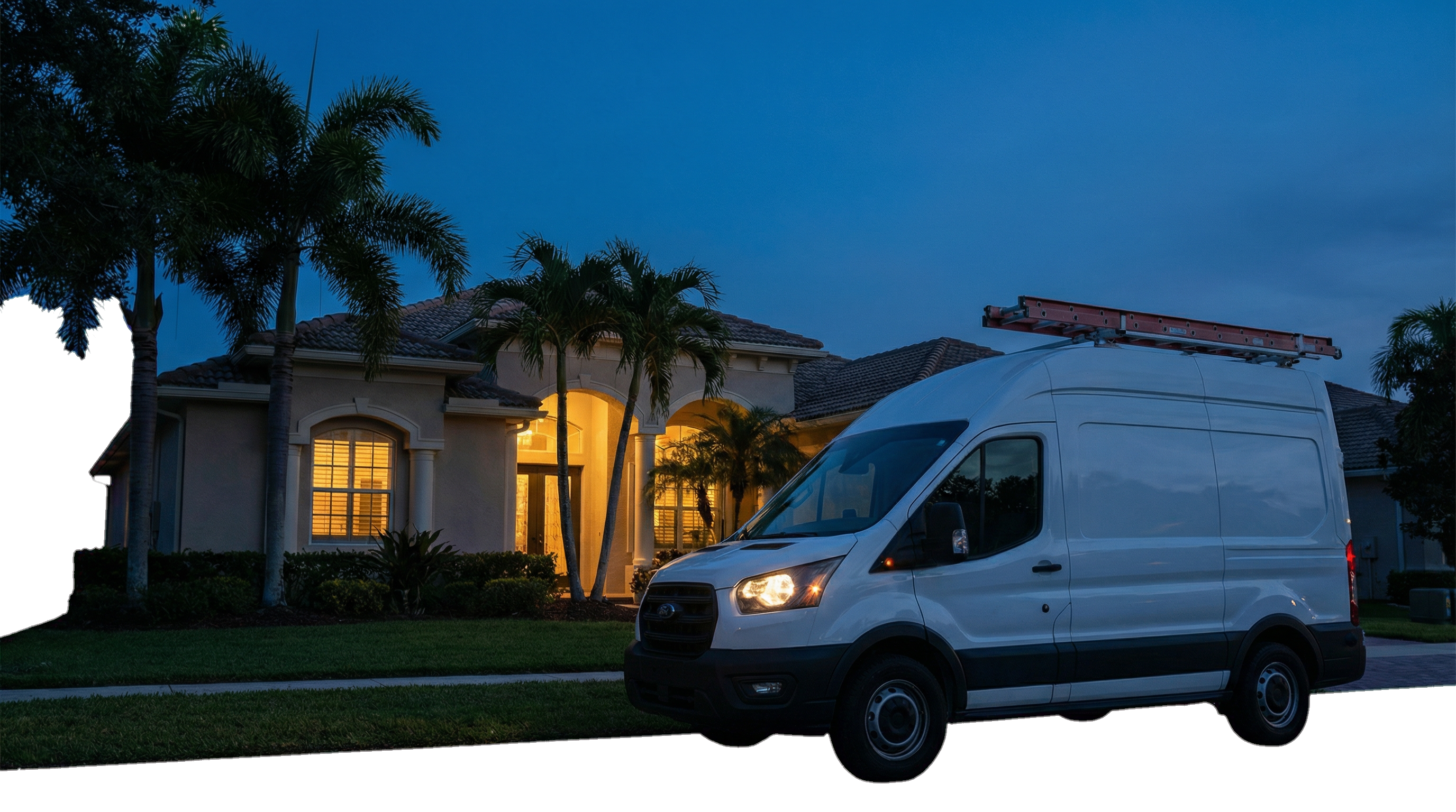 HVAC Van at Twilight